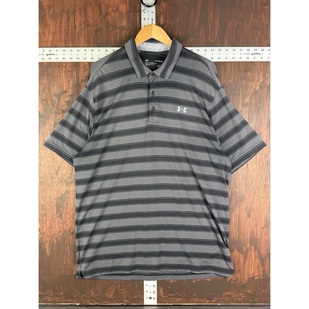 UNDER ARMOUR‎ Golf Performance Stretch Polo Shirt Activewear Black Gray Mens XL